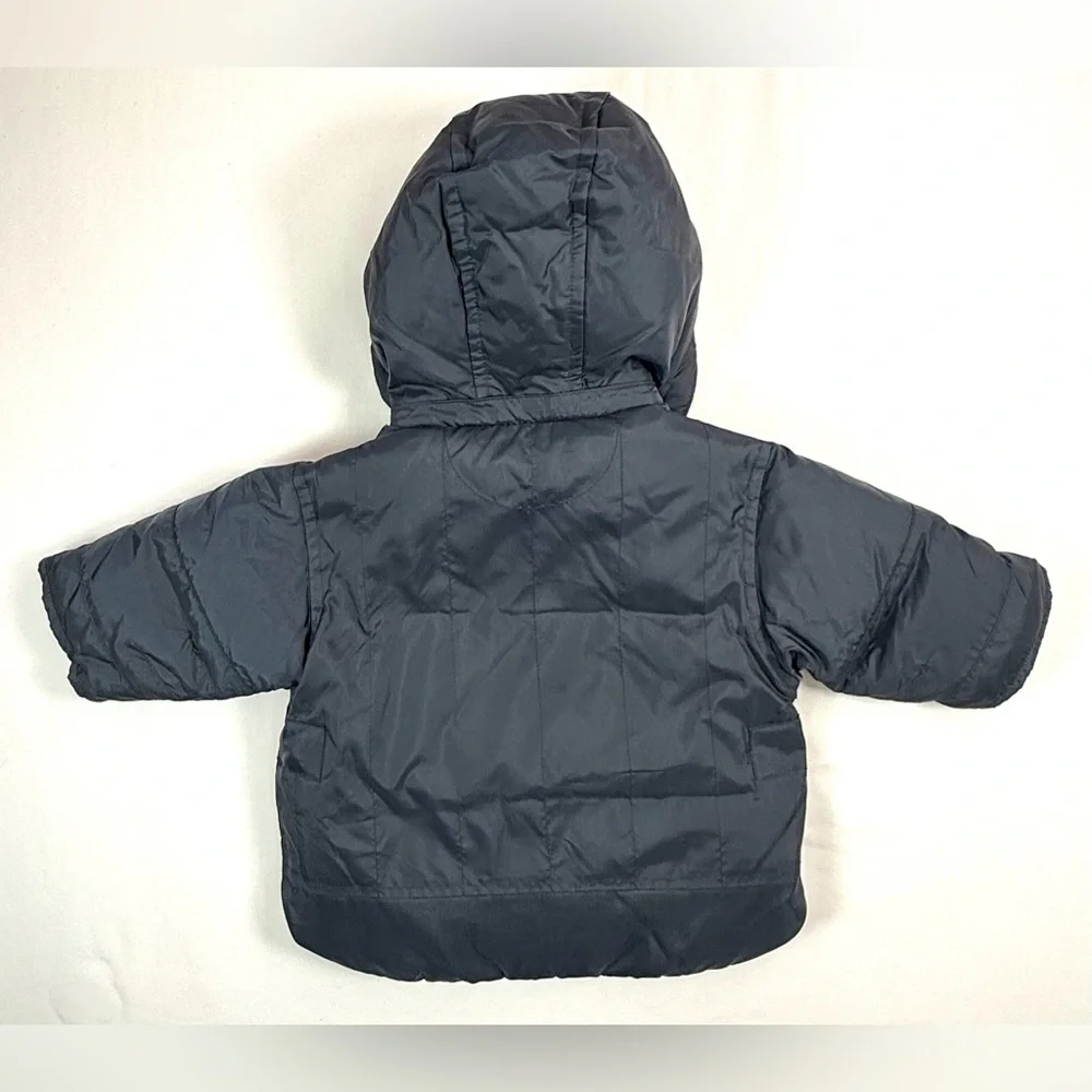 BABY‎ GAP Baby Boy Y2K Navy Blue Fleece Lined Detachable Hood Puffer Jacket 3-6M